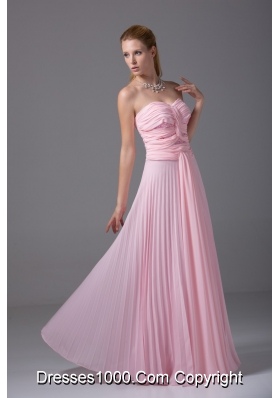 Pretty Sweetheart Pleated Ruched Pink Prom Homecoming Dress