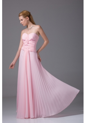 Pretty Sweetheart Pleated Ruched Pink Prom Homecoming Dress