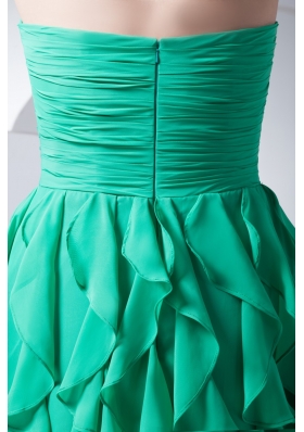 Ruched Sweetheart Ruffled Layers Short Prom Dress with Flowers Sash