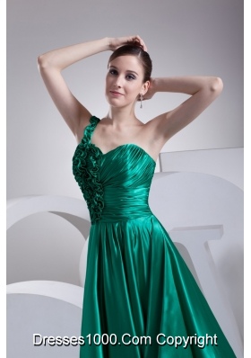 Ruffles and Ruching A-line One Shoulder Court Train Prom Dress