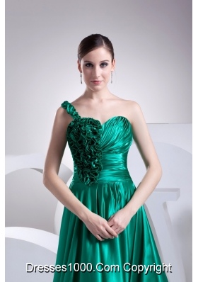 Ruffles and Ruching A-line One Shoulder Court Train Prom Dress