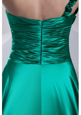 Ruffles and Ruching A-line One Shoulder Court Train Prom Dress