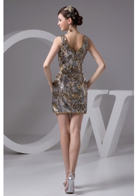 Scoop Neckline Mini-length Sleeveless Prom Gowns with Animal Print 136.57