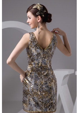 Scoop Neckline Mini-length Sleeveless Prom Gowns with Animal Print 136.57