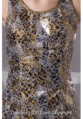 Scoop Neckline Mini-length Sleeveless Prom Gowns with Animal Print 136.57