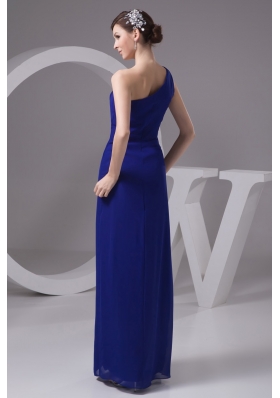 Single Shoulder Ankle-length Prom Gown with Slit on The Side S