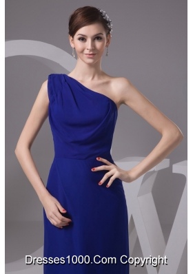 Single Shoulder Ankle-length Prom Gown with Slit on The Side S