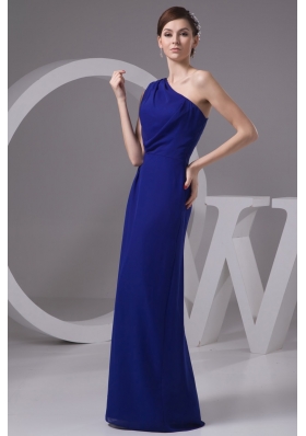 Single Shoulder Ankle-length Prom Gown with Slit on The Side S