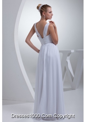 Straps Sweetheart Ruching Bridal Dress with Beading Decorated Waist