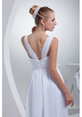 Straps Sweetheart Ruching Bridal Dress with Beading Decorated Waist