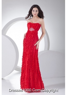 Sweetheart Red Prom Dress for Women with Beading and Ruffles