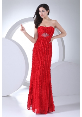 Sweetheart Red Prom Dress for Women with Beading and Ruffles