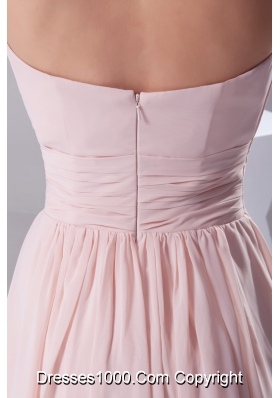 Sweetheart Ruched High-low Pink Prom Dress for Women