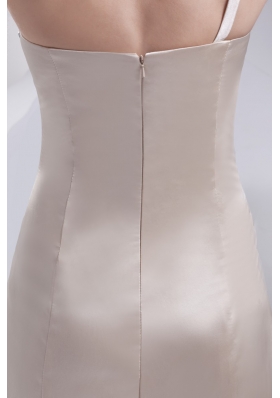 New Style Satin Short Ivory Prom Dress with Beading One Shoulder