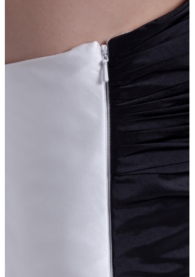 Organza Taffeta Sweetheart Ruched Black and White Prom Dresses