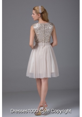 Round Split Neck Cream Colored Prom Homecoming Dress