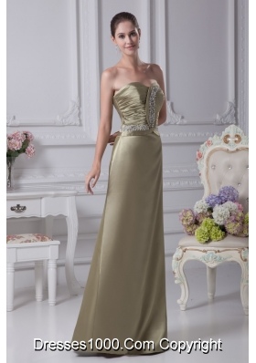 Ruching and Beading Decorated Sweetheart Long Prom Dress