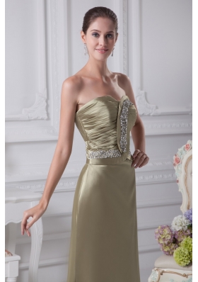 Ruching and Beading Decorated Sweetheart Long Prom Dress