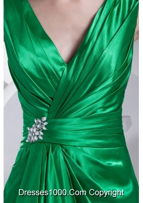 Ruffles and Ruche Decorated Short V-neck Prom Dresses