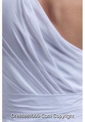 Single Shoulder Ruffles and Sash Wedding Gowns with One Long Sleeve