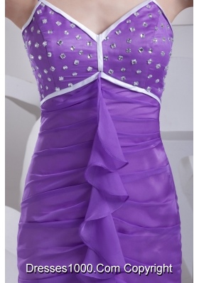 Spaghetti Straps High Low Prom Dresses with Beading Ruche and Ruffles