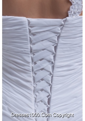 Appliques and Ruching Dedcorated One Shoulder Sheath Wedding Gowns