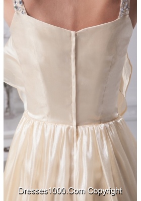 Beading Straps Column Ankle-length Champagne Prom Dress