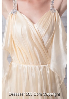 Beading Straps Column Ankle-length Champagne Prom Dress