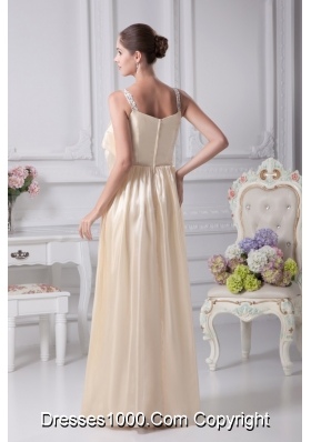 Beading Straps Column Ankle-length Champagne Prom Dress