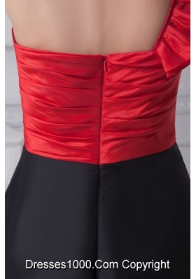 Black and Red Beaded and Ruffled Single Shoudler Prom Dresses