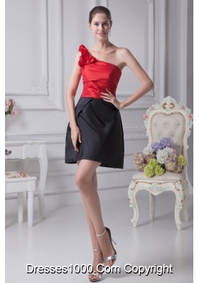 Black and Red Beaded and Ruffled Single Shoudler Prom Dresses