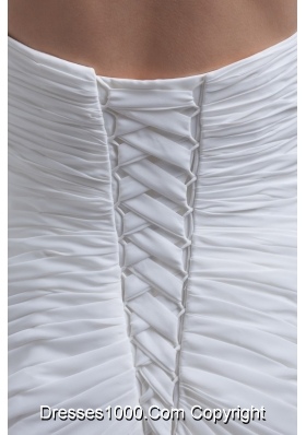 Empire Court Train Sweetheart Bridal Dresses with Diamonds and Ruching