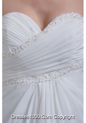 Empire Court Train Sweetheart Bridal Dresses with Diamonds and Ruching