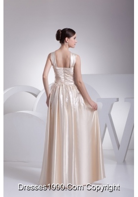 Floor-length V-neck Prom Gowns with Ruching and Beading