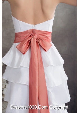 Hi-low Tiers Sweetheart Handle Flowers Bridal Dresses with Bowknot on Back