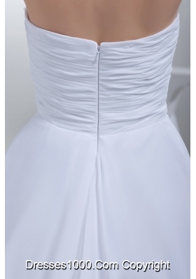 Mini-length Bridal Dresses with Beade Waist and Ruched Sweetheart Neckline