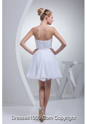 Mini-length Bridal Dresses with Beade Waist and Ruched Sweetheart Neckline
