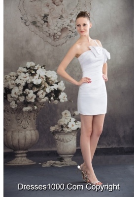 One Shoulder Column Ruching Bridal Dresses Decorated with Bowknot