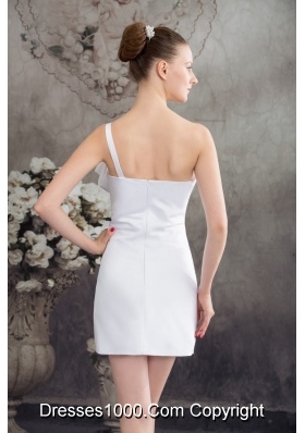 One Shoulder Column Ruching Bridal Dresses Decorated with Bowknot