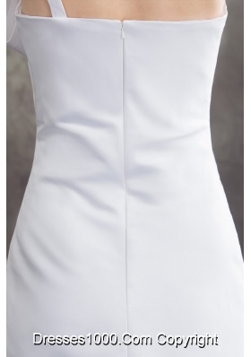 One Shoulder Column Ruching Bridal Dresses Decorated with Bowknot