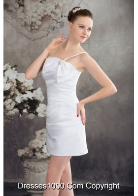 One Shoulder Column Ruching Bridal Dresses Decorated with Bowknot