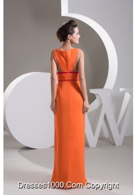 Orange V-neck Floor-length Prom Gown Dress with Cutout for Cheap