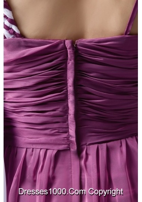 Purple and White Floor-length Chiffon Ruched Prom Gown Dress