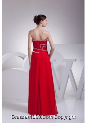 Ruching and Beading Red Prom Gowns with Asymmetrical Neckline