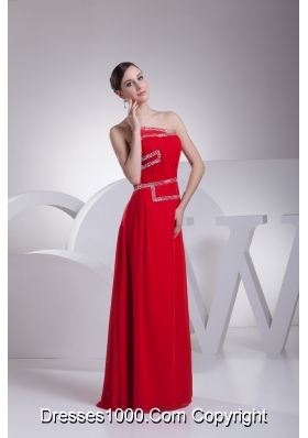 Ruching and Beading Red Prom Gowns with Asymmetrical Neckline