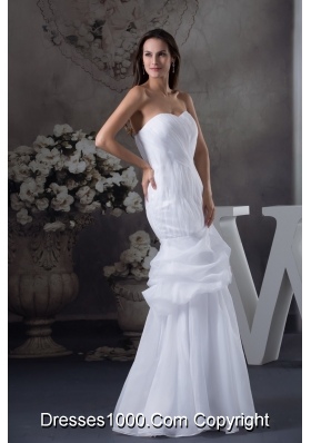 Ruching and Pick-ups Decorated Sweetheart Trumpet Bridal Dresses