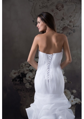 Ruching and Pick-ups Decorated Sweetheart Trumpet Bridal Dresses