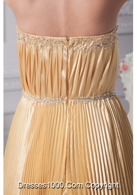 Ruching Pleating and Beading Strapless Long Prom Dresses