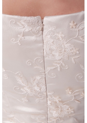 Scoop Princess Prom Dress with Sah Lace Flowers and Ruffled Edge