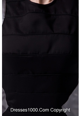 Show Thin Black and Silver Bateau Mini-length Prom Gown Dress